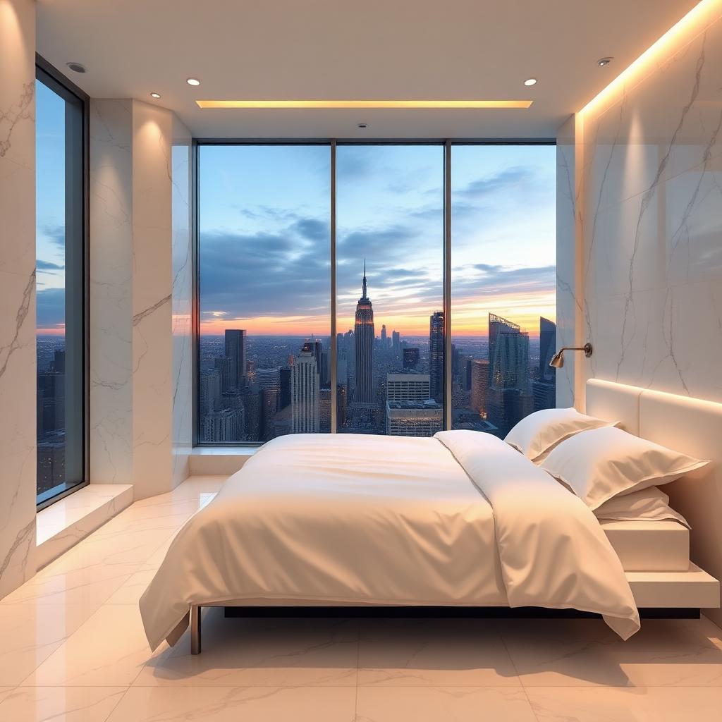 Marble suite with a city view
